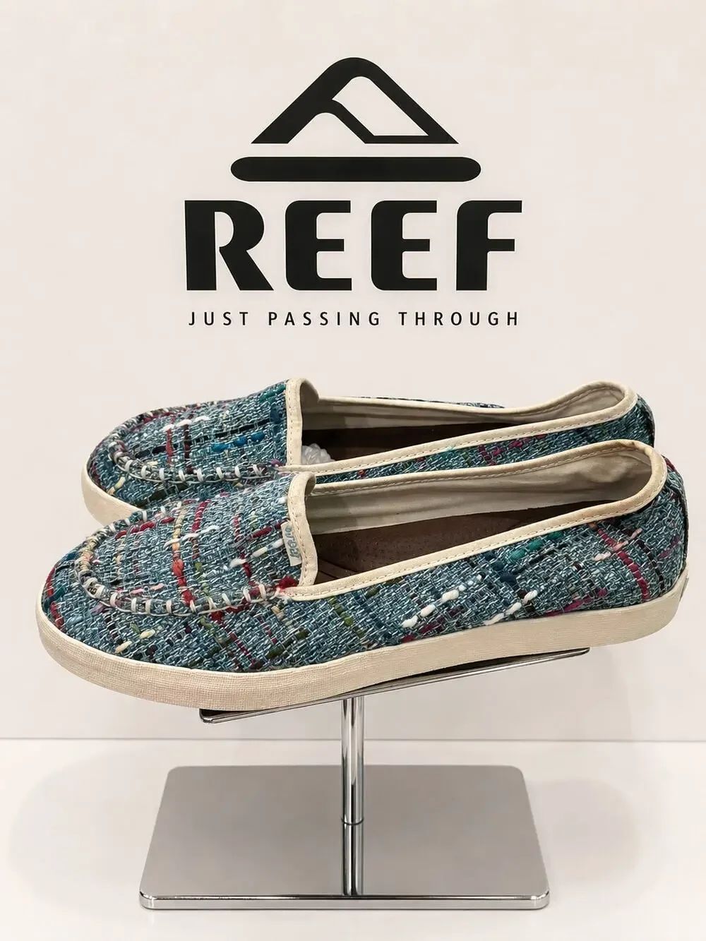 Reef Salty Island Tweed Slip On Flats Blue Multi Women’s 6.5